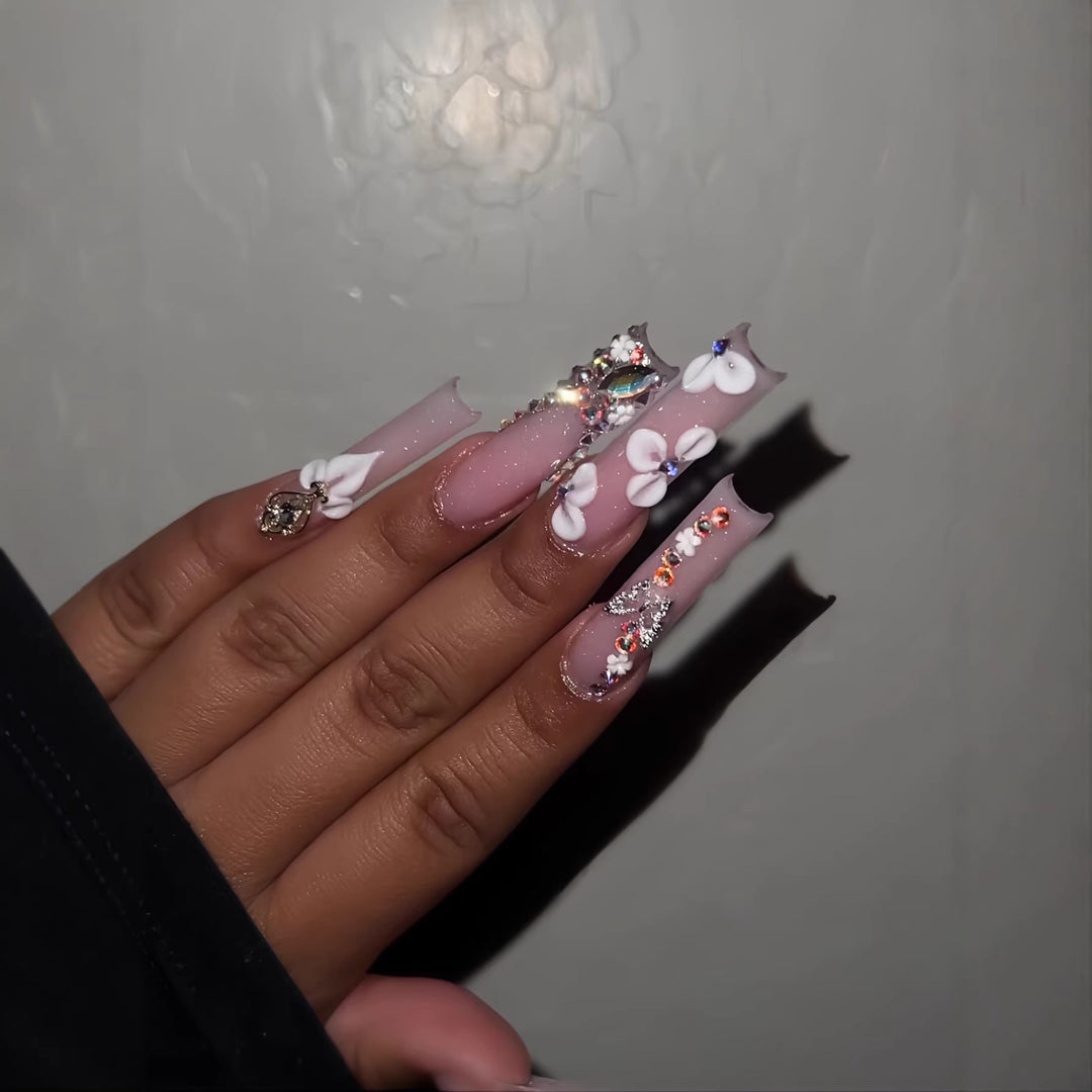 Luxury 3D Floral Press-On Nails Set Stornfield
