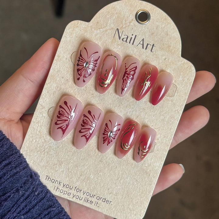 Elegant Hand-Painted Press-On Nail Art Stornfield