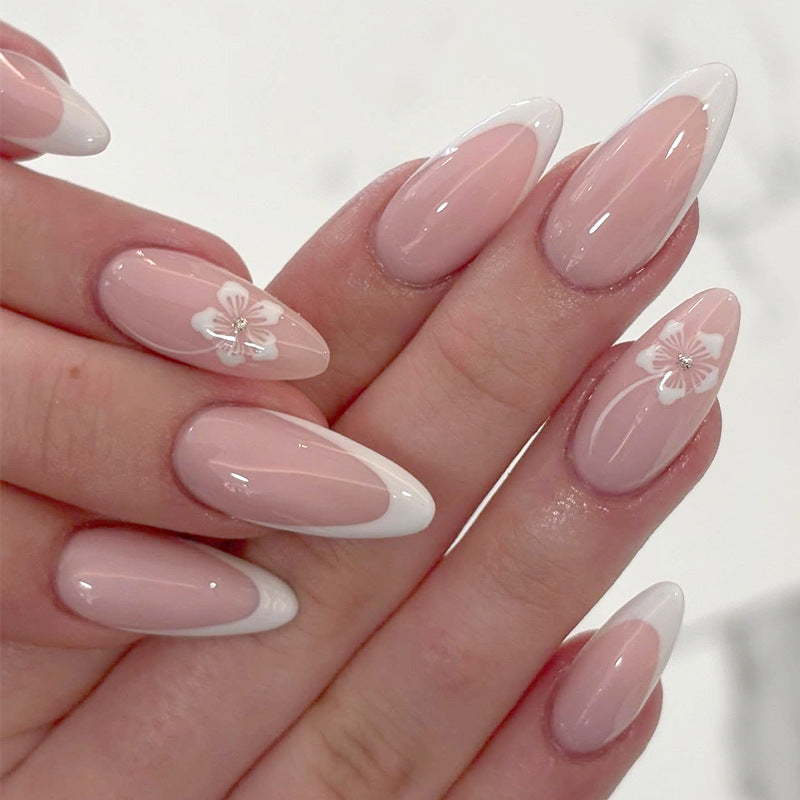 Elegant Stiletto Press-On Nail Set with Floral Design Stornfield