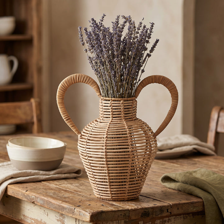 Decorative vase made of woven natural material Stornfield