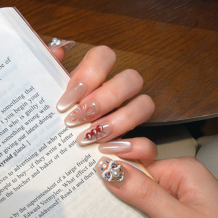 Decorative Press-On Nail Art Set with Jewel Accents Stornfield