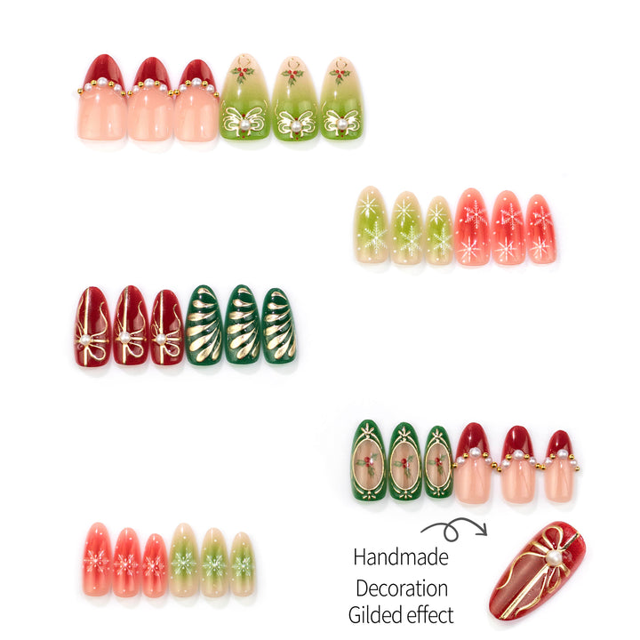 Holiday-Themed Press-On Nail Art Set 1790738720