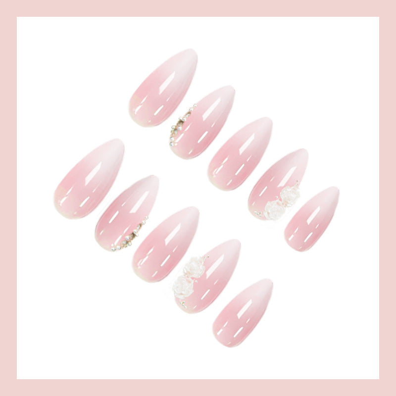 Acrylic nail set with elegant rose decorations Stornfield