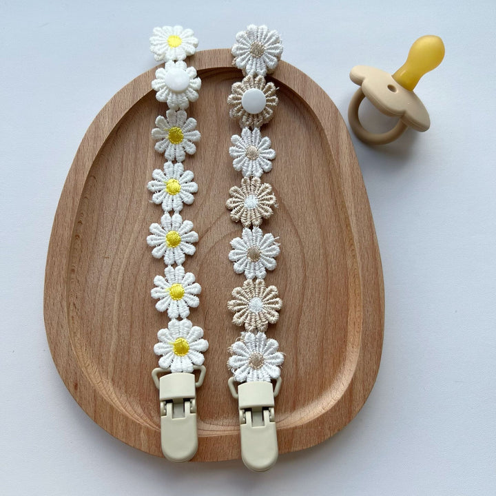 Handcrafted Floral Lace Pacifier Holder Lanyard with Safety Snap Clip