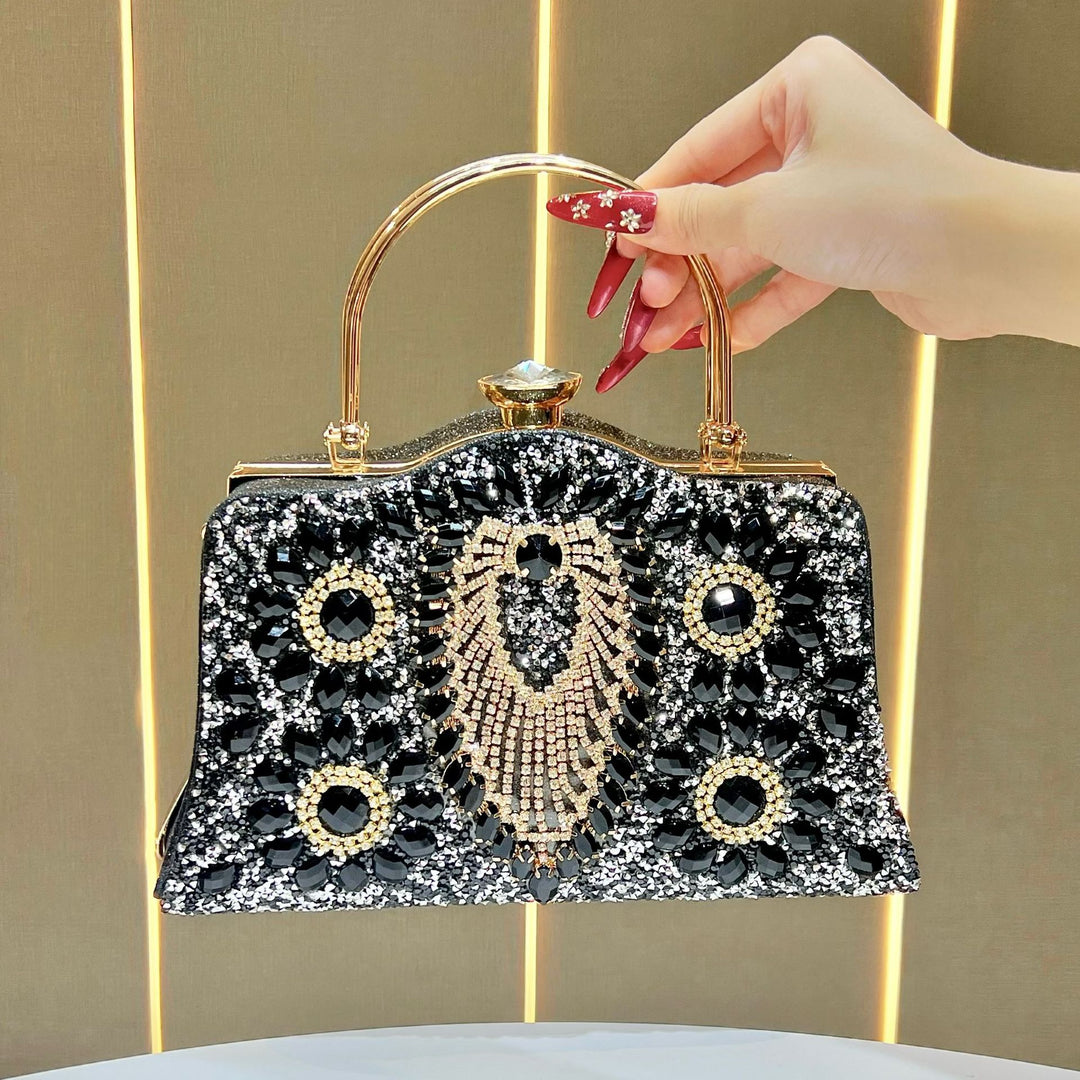 Decorative Crystal-Studded Evening Handbag