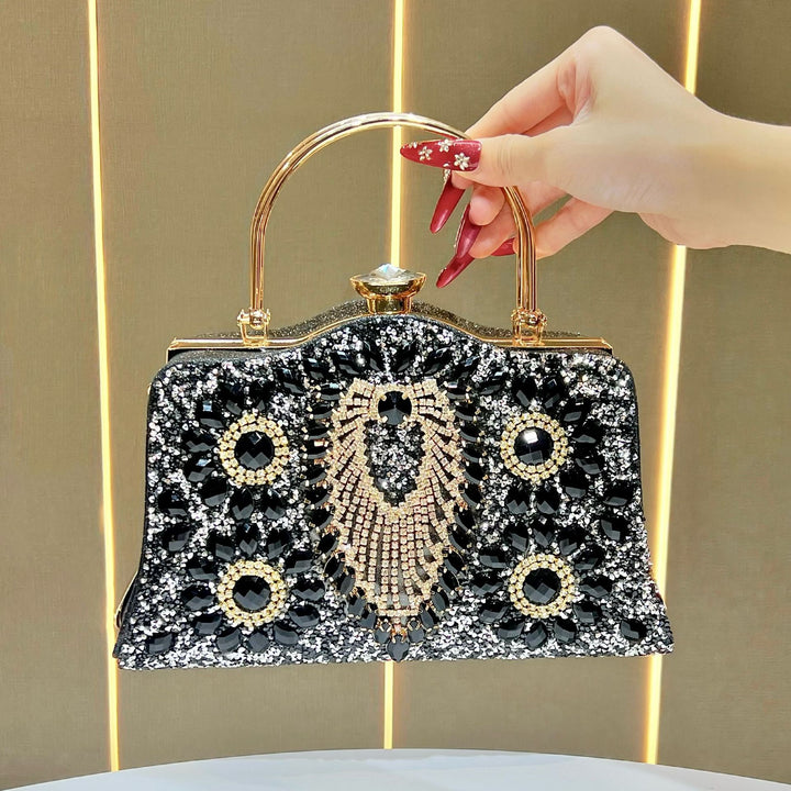 Decorative Crystal-Studded Evening Handbag