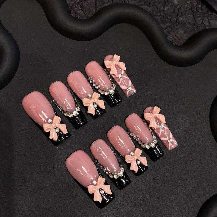 Bow-Accented Elegant Press-On Nails