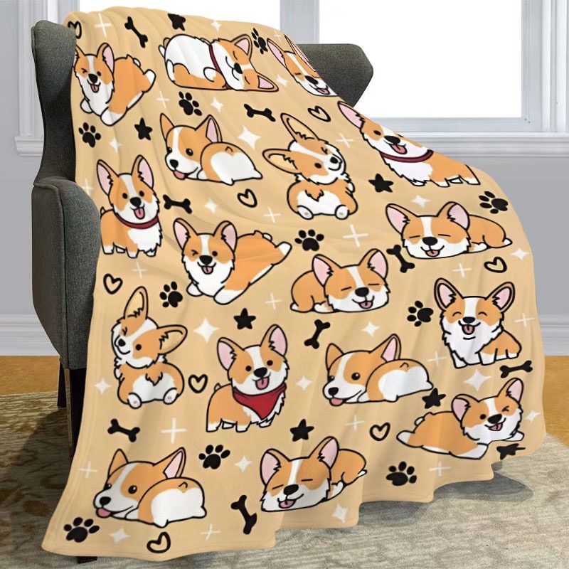 Cute Corgi-Themed Plush Blanket