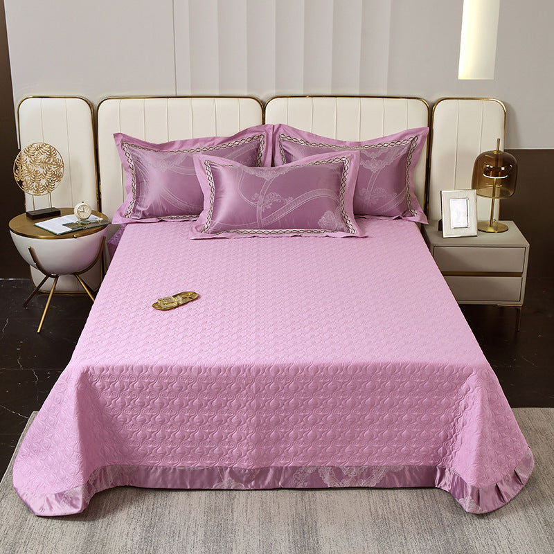 Quilted Microfiber Matelassé Bedspread with Satin Border & Matching Pillow Shams