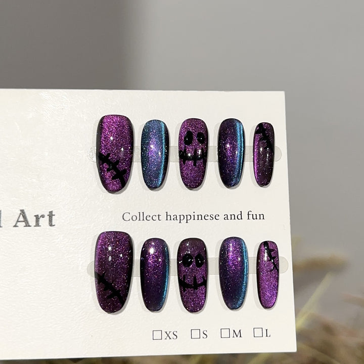 Halloween-Themed Glittering Press-On Nail Art Set