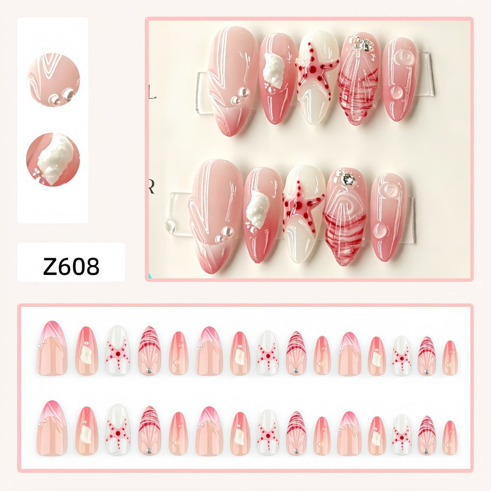 Artificial nails in maritime style with starfish motifs Stornfield