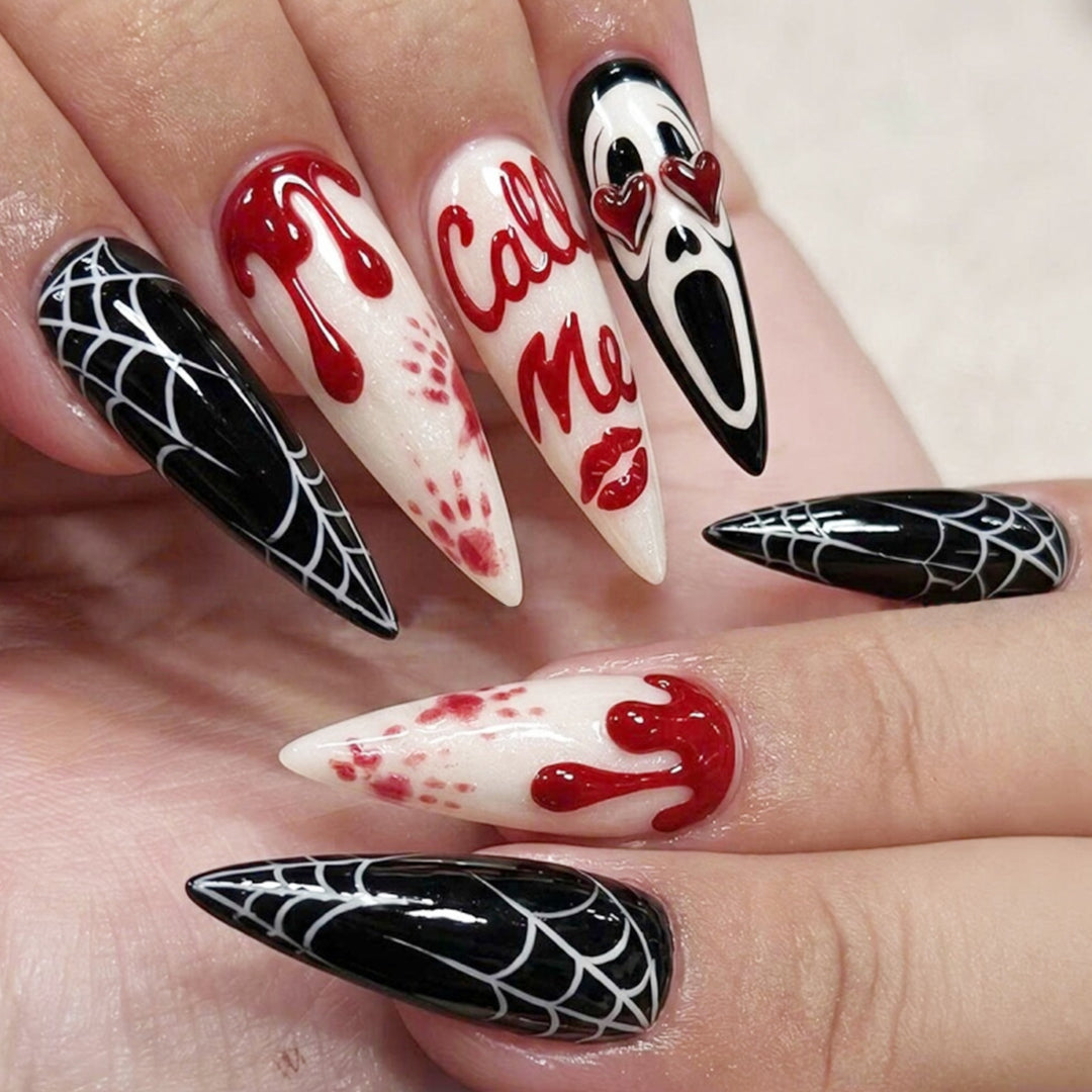 Artificial nail set with Halloween theme and fascinating designs Stornfield