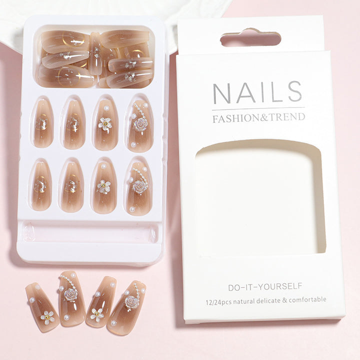Decorative Press-On Nail Set with 3D Accents Stornfield