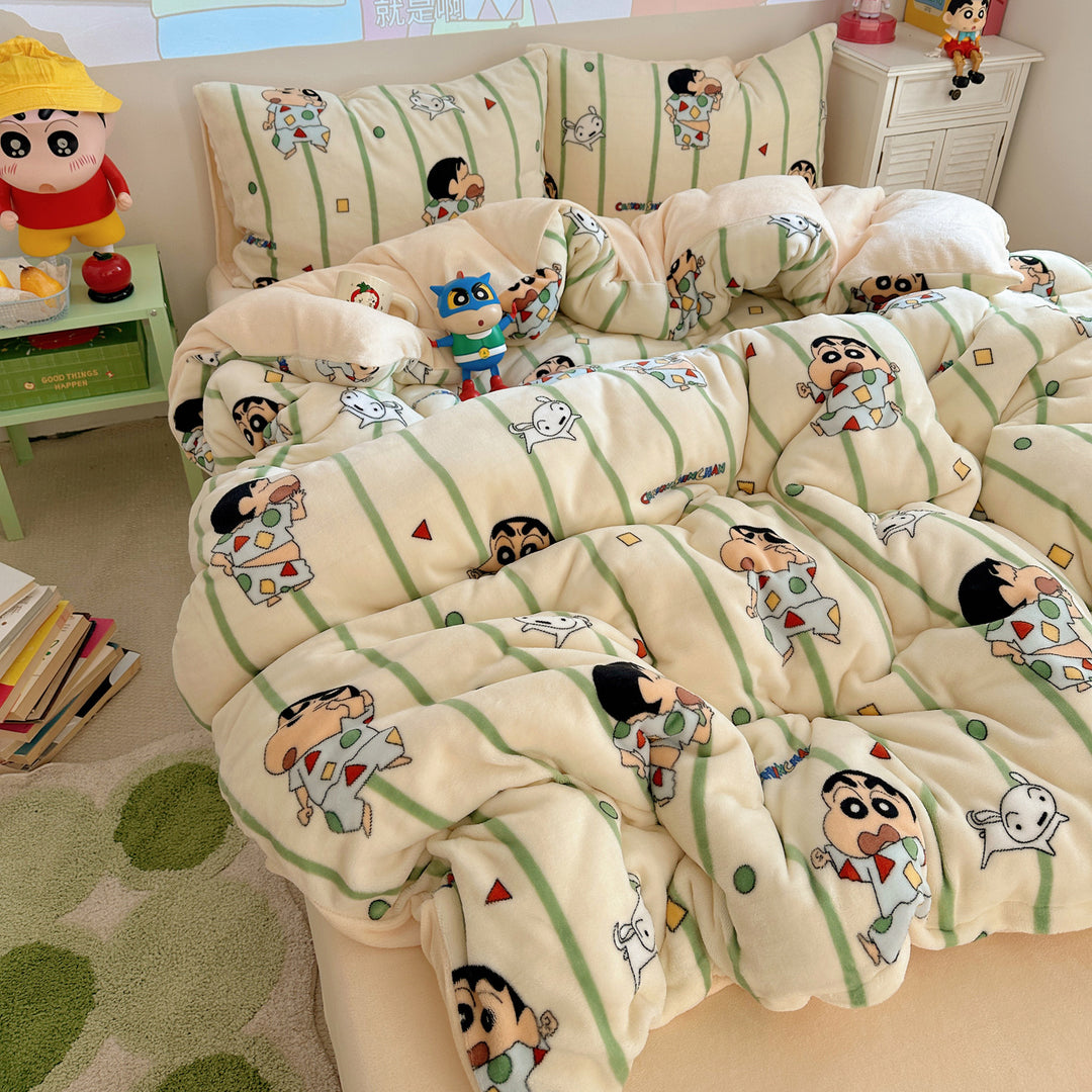 Ultra-Soft Cartoon Plush Duvet Comforter Bed Set