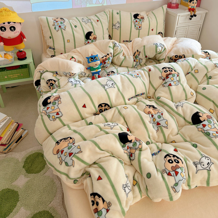 Ultra-Soft Cartoon Plush Duvet Comforter Bed Set