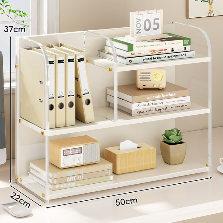 Curved-Acrylic Panel Dual-Compartment Desktop Book and Document Organizer
