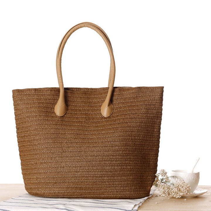 Spacious straw tote bag with elegant leather straps Stornfield
