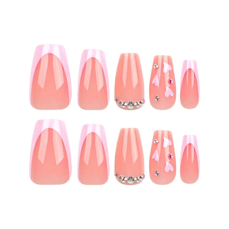 Elegant Long Press-On Nail Set with Rhinestone Accents Stornfield
