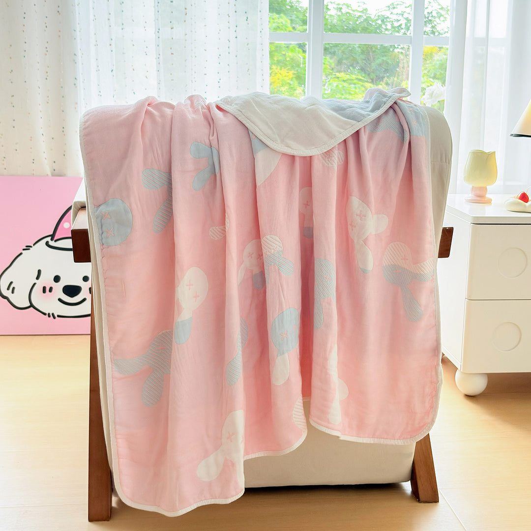 Ultra-Soft Double-Layer Blanket with Embossed Bunny Motif
