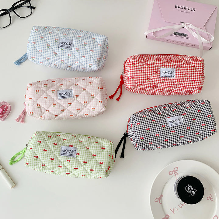 Quilted Cherry Print Pencil Case Stornfield