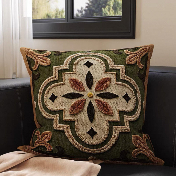 Decorative Floral Embroidered Throw Pillow