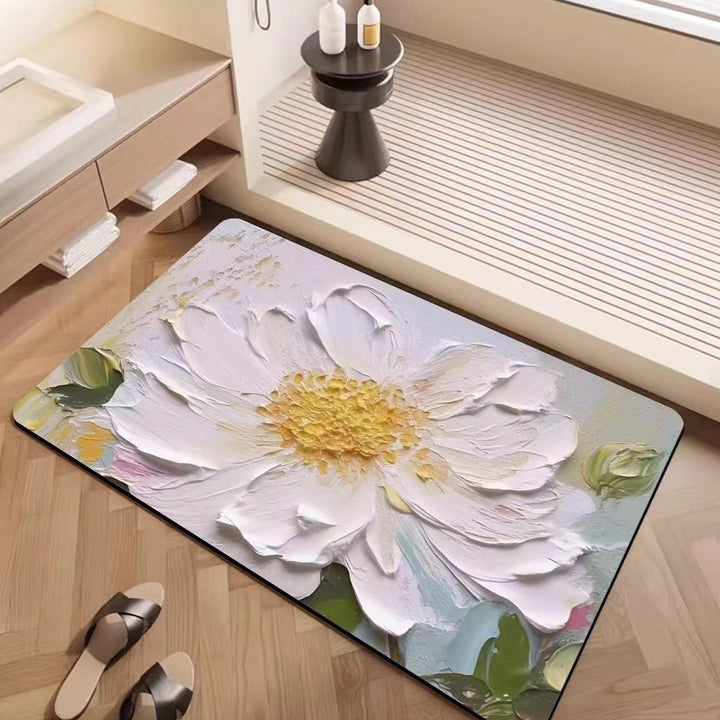 Luxury Textured Floral Bath Mat Stornfield