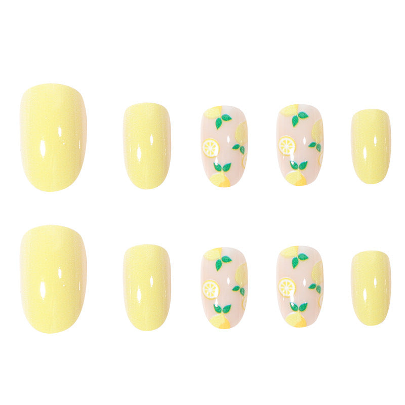 Artistic Lemon-Themed Press-On Nails Stornfield