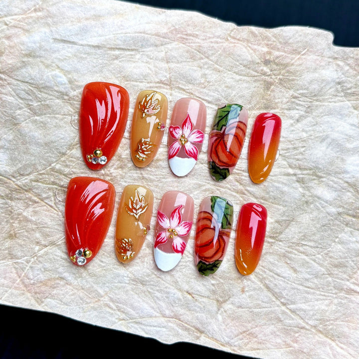 Artistic Floral Press-On Nail Collection 1790746013