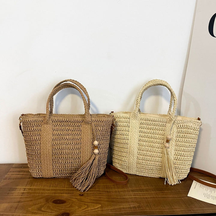 Handcrafted Woven Straw Tote Bag