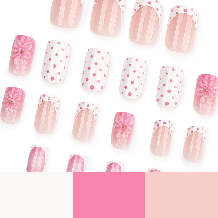 Artificial nail art with trendy flower decor and dots Stornfield