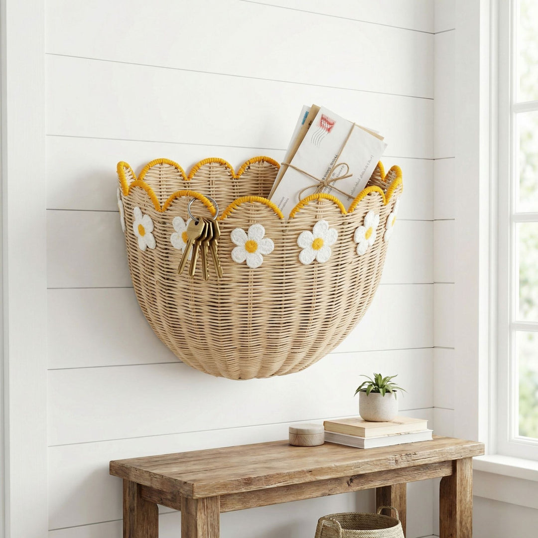 Wall basket with floral pattern Stornfield