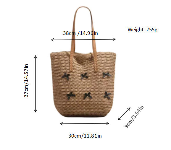 Braided Bast Bag with Decorative Bow Design Stornfield