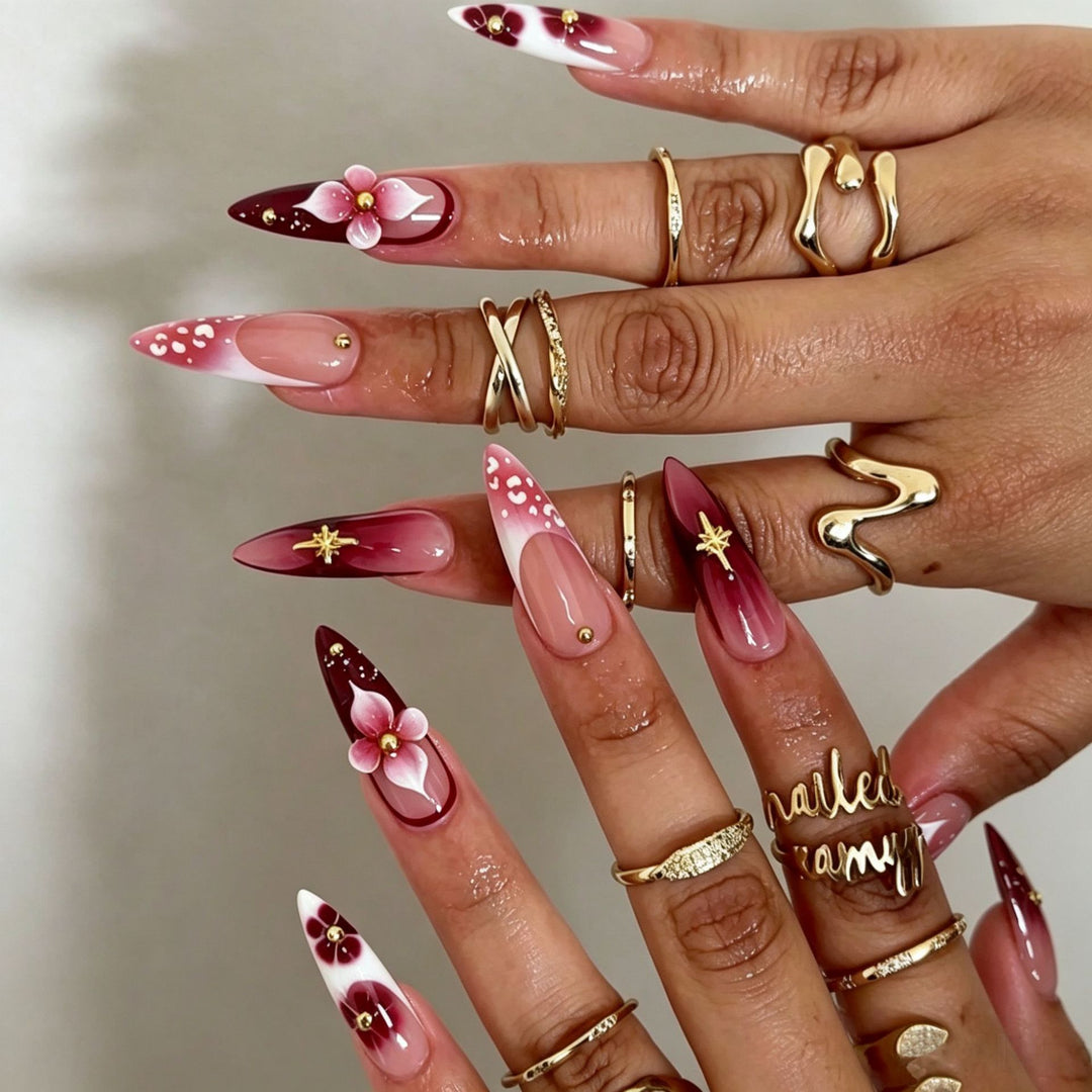 Elegant Press-On Nail Tips with Decorative Bow Stornfield