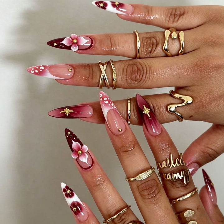 Elegant Press-On Nail Tips with Decorative Bow Stornfield