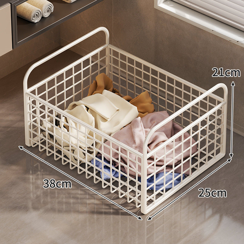 Metal Wire Grid Storage Basket with Raised Side Handles