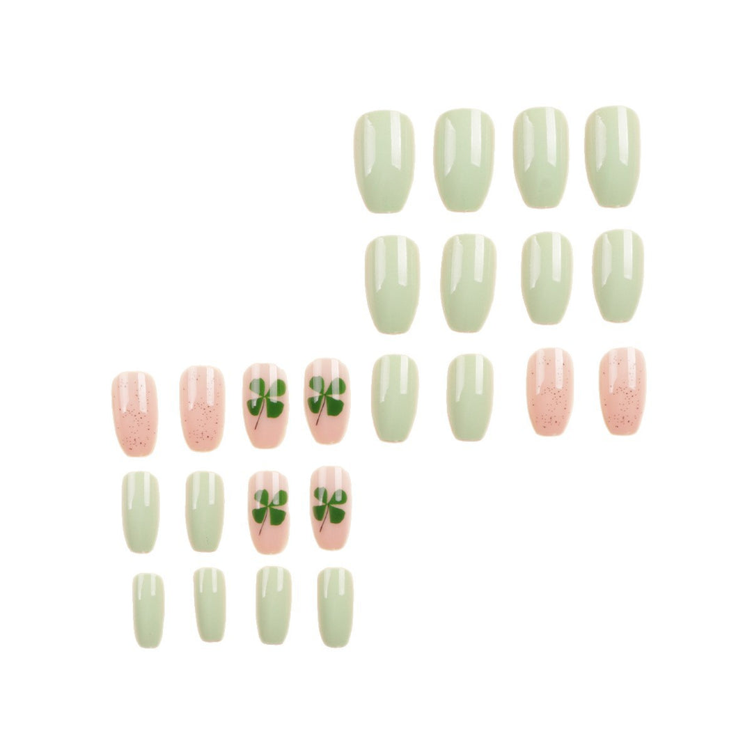 Decorative Press-On Nail Art Set with Clover Design Stornfield