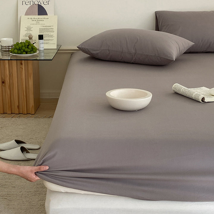 Deep-Pocket Elasticized Fitted Sheet Set with Sateen-Feel Pillowcases