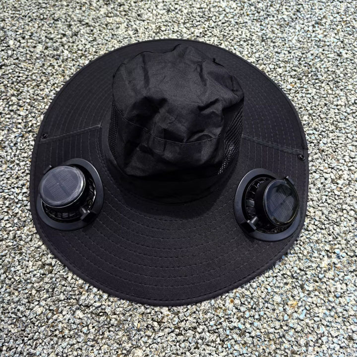 air-cooled sun hat with removable USB fans and wide neck protection Stornfield