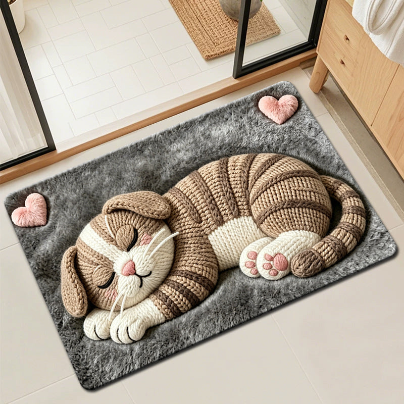 Cute Cat-Shaped Plush Bath Mat