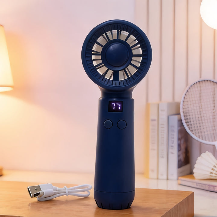 Women's Portable USB Hand Fan with Temperature Display Stornfield