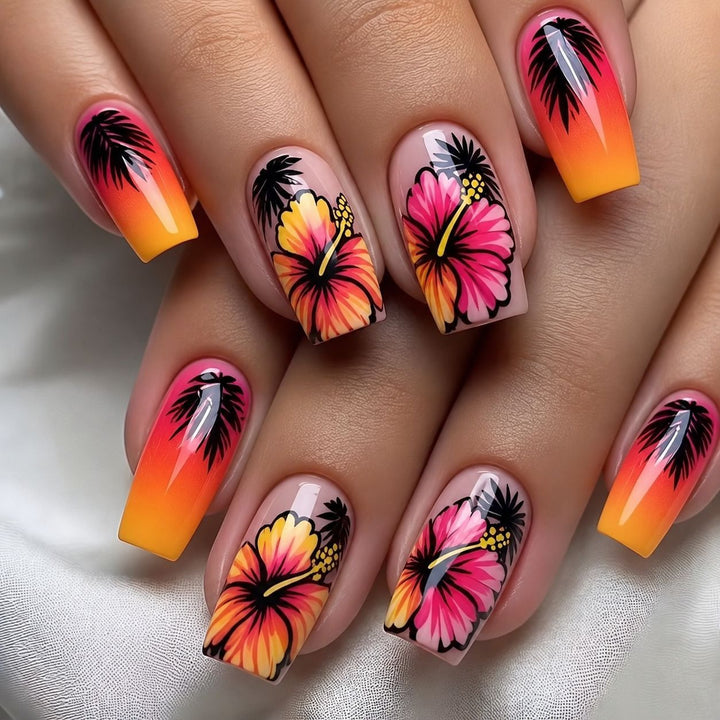 Tropical design artificial nails Stornfield