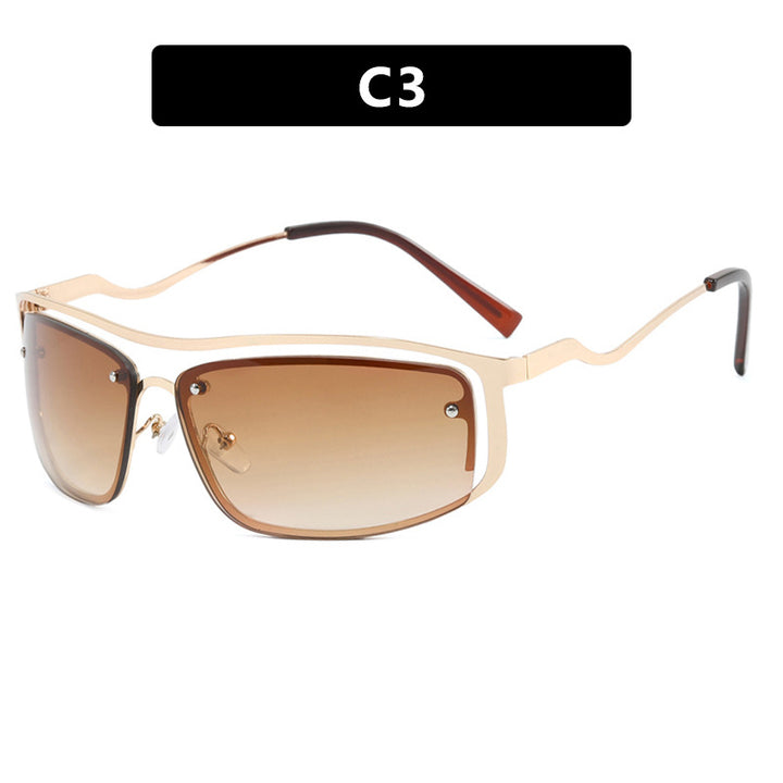Women’s futuristic sunglasses with an elegant metal frame and high-transparent lenses Stornfield