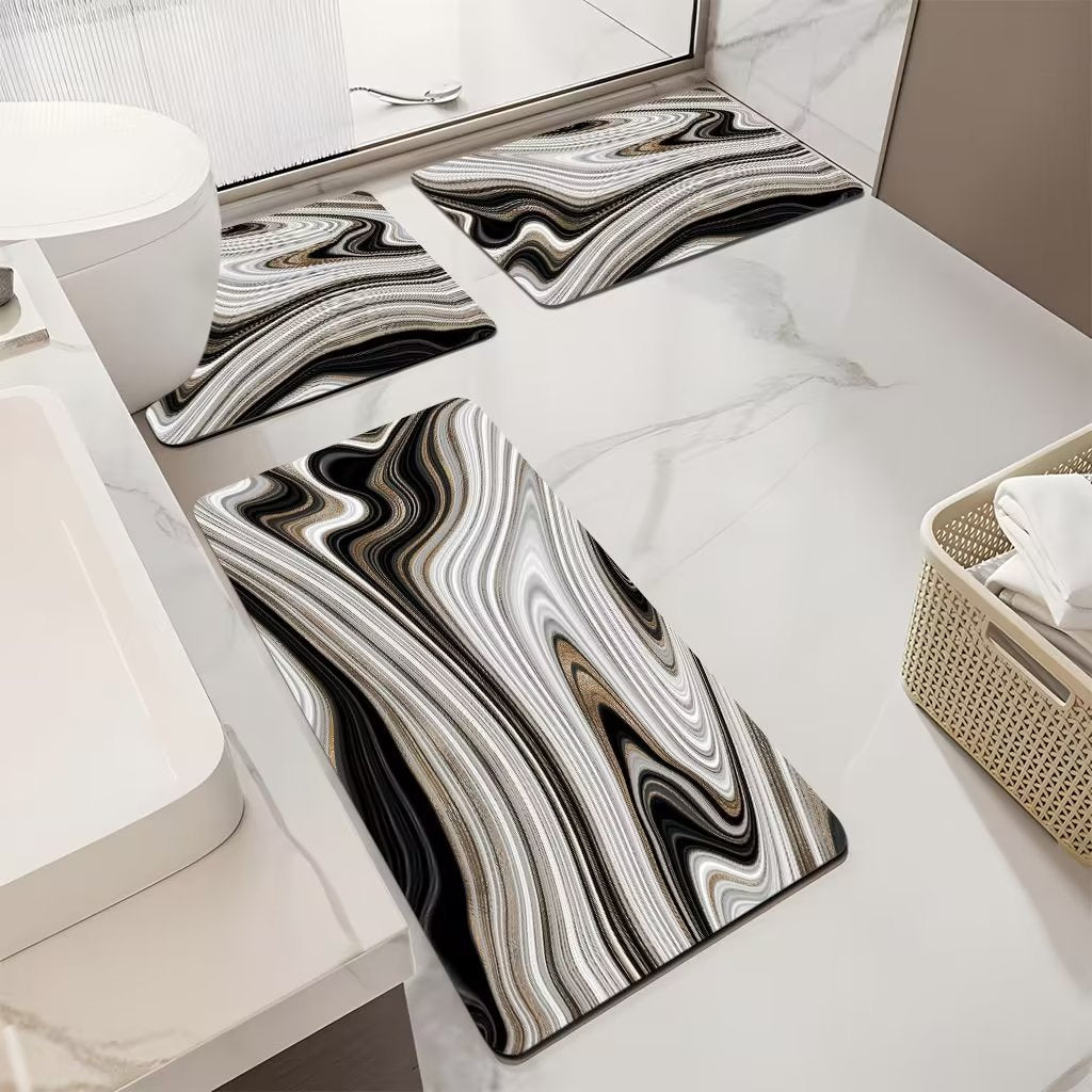Luxurious Marble Pattern Bath Mat Set Stornfield