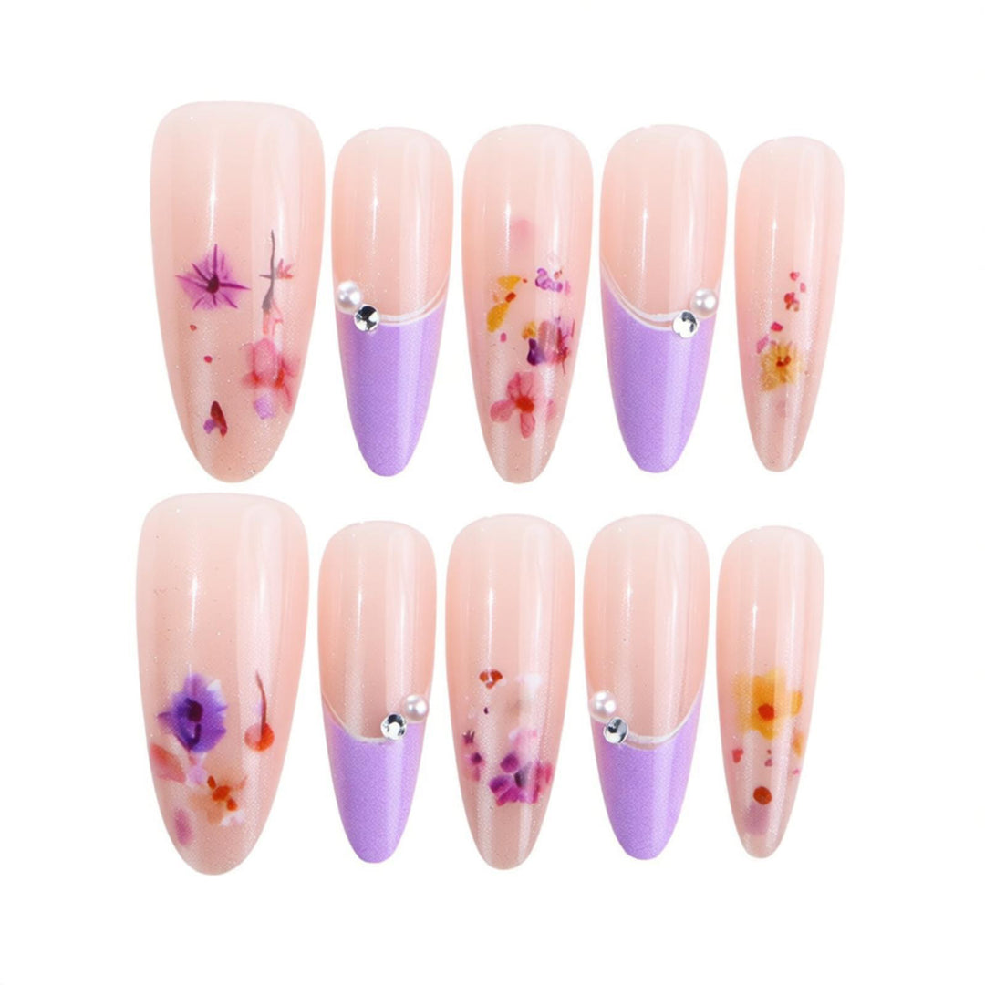 Floral-Embellished Press-On Nail Set Stornfield
