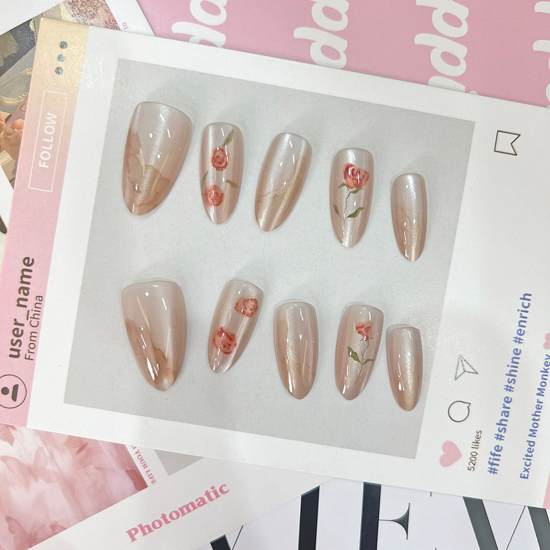 Artful acrylic nails in floral design Stornfield