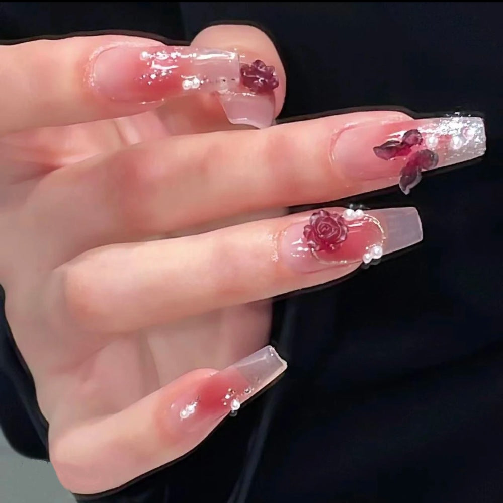 Artistic Floral Embellished Press-On Nail Set Stornfield