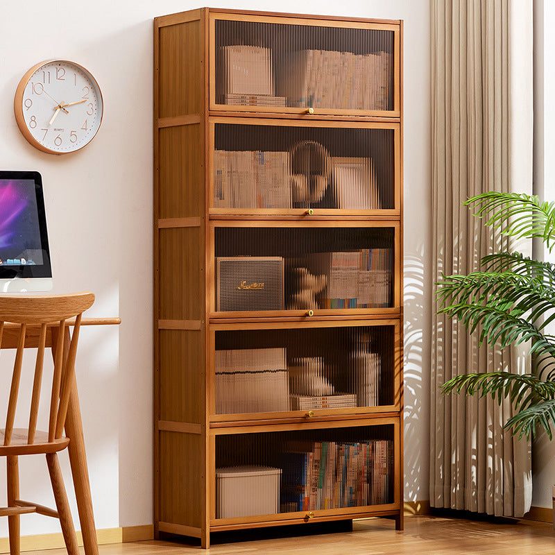 Bookcase with Transparent Glass Doors and Sturdy Shelves Stornfield