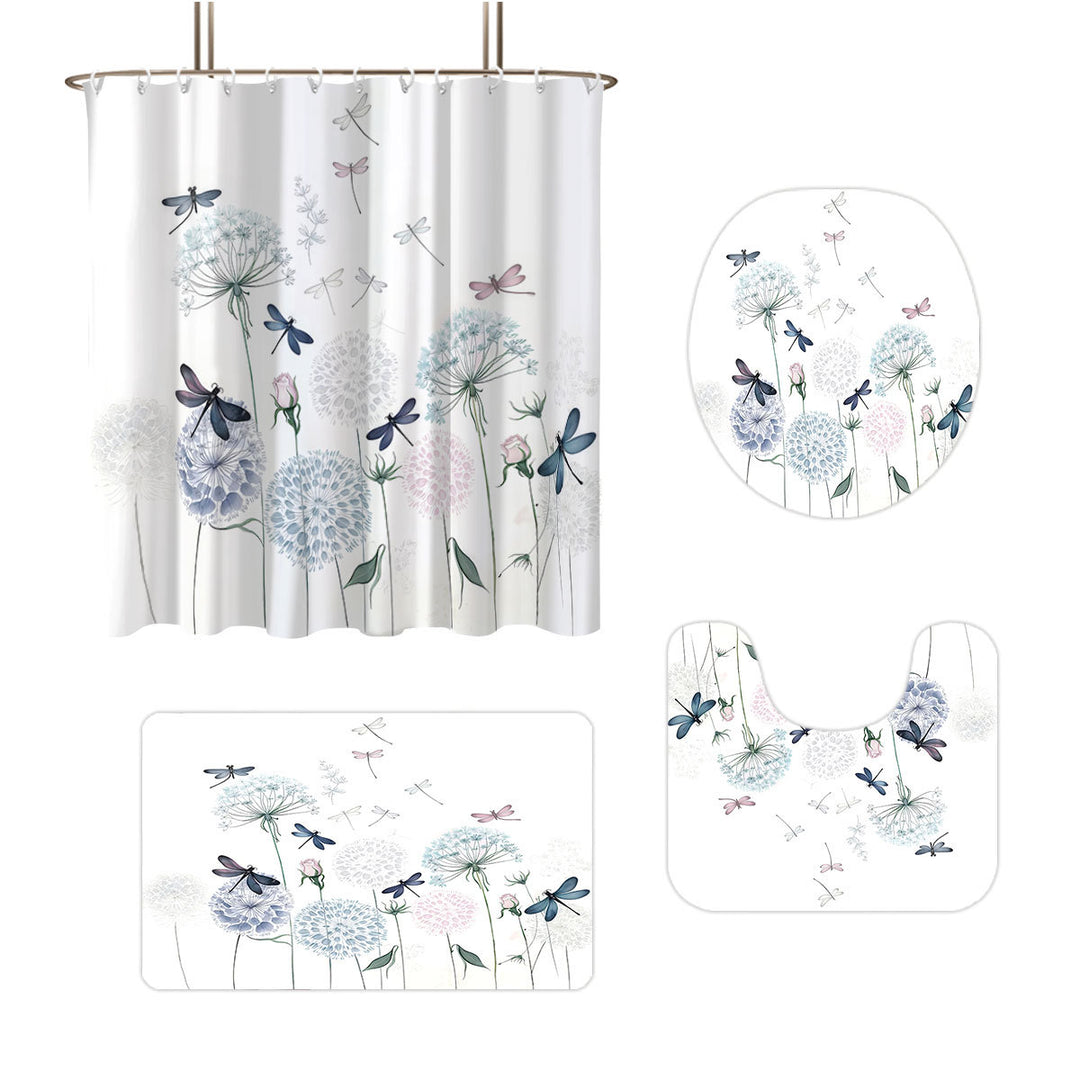 Artistic Dragonfly-Themed Four-Piece Digital Bathroom Set Stornfield