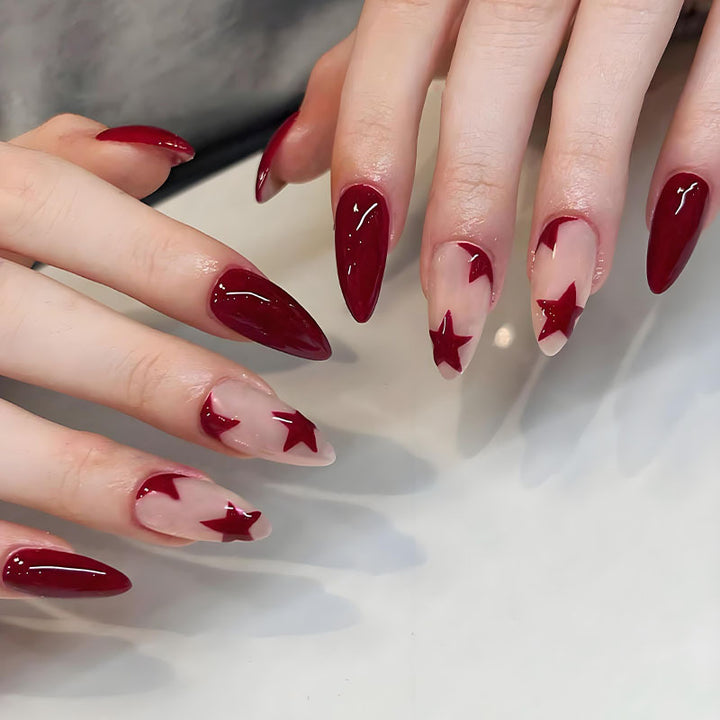 Artificial nail set with sparkling stars and elegant accents Stornfield