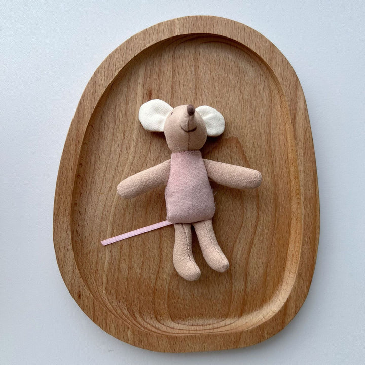 Miniature Artisan Fabric Mouse Doll with Winged Cape
